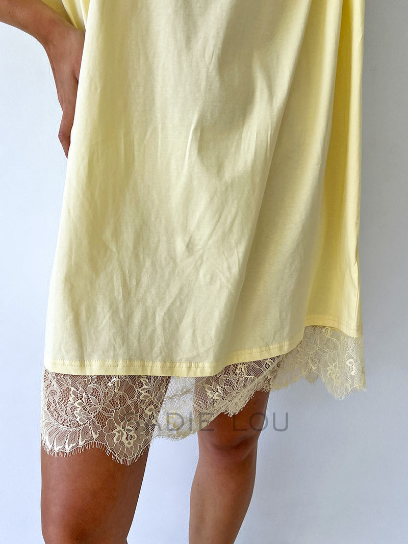By Frankie / Sofia Lace Tee Mini Dress - Butter