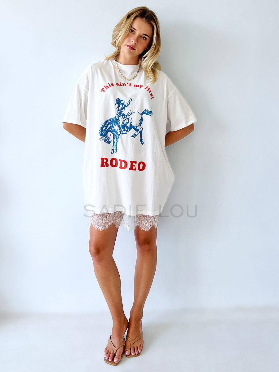 By Frankie / Rodeo Lace Tee Mini Dress - White