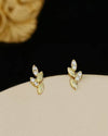 Bowie & Co / Gold Leaf CZ Stud Earrings: Gold