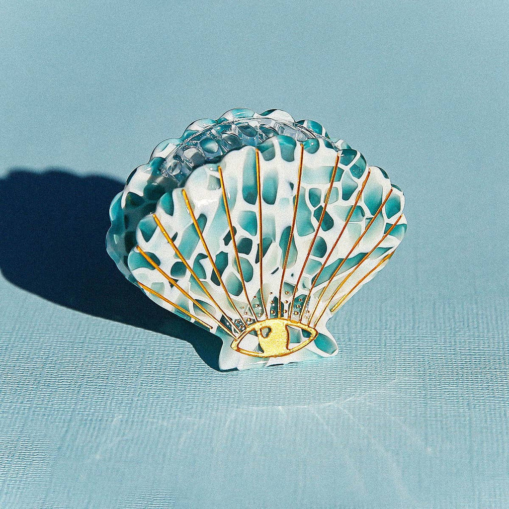 Kingston Jewellery / Teal Terrazzo Shell Clip