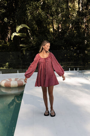 Häll Störe / Effy Dress - Merlot Gingham
