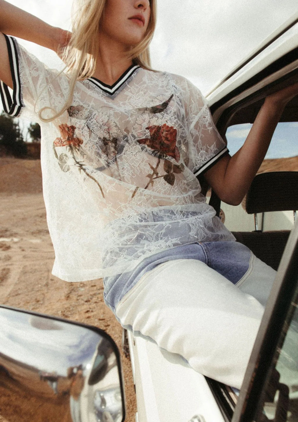 Far Mer / Lace Raglan Tee Blood& Bones