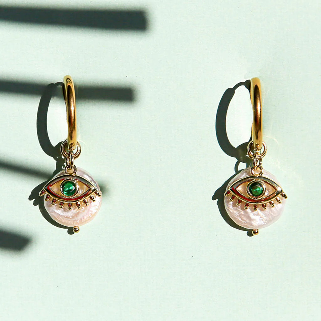 Kingston Jewellery / Green Eye Huggies