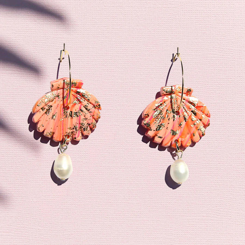 Kingston Jewellery / Peach Shell Hoop Studs